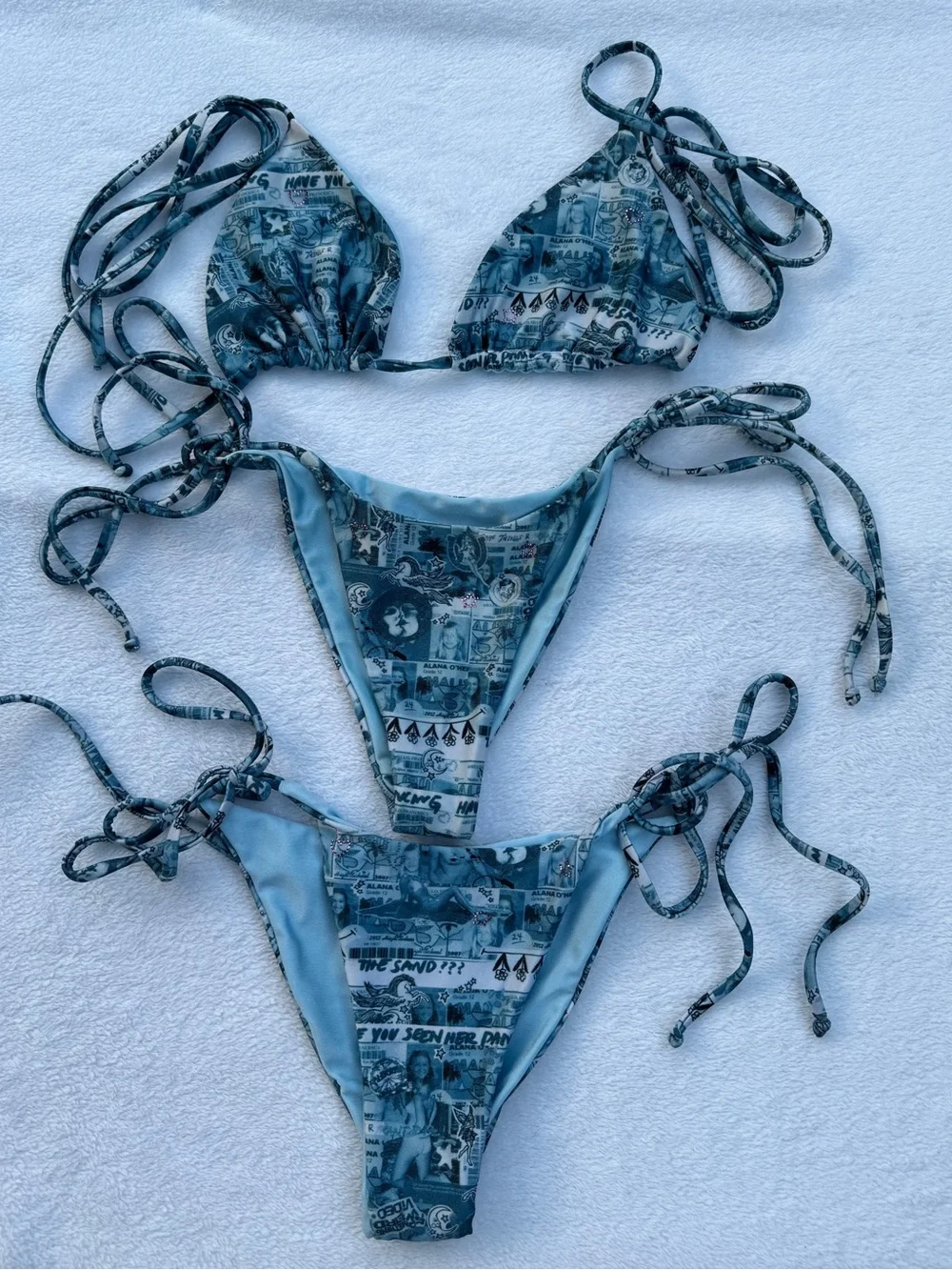 Frankie's Bikinis Alana Blue Tia Shine Top & 2 MacKenzie Shine String Bottoms!!!